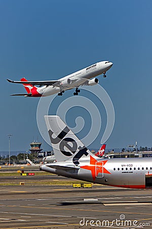 Qantas A330 takeoff Editorial Stock Photo